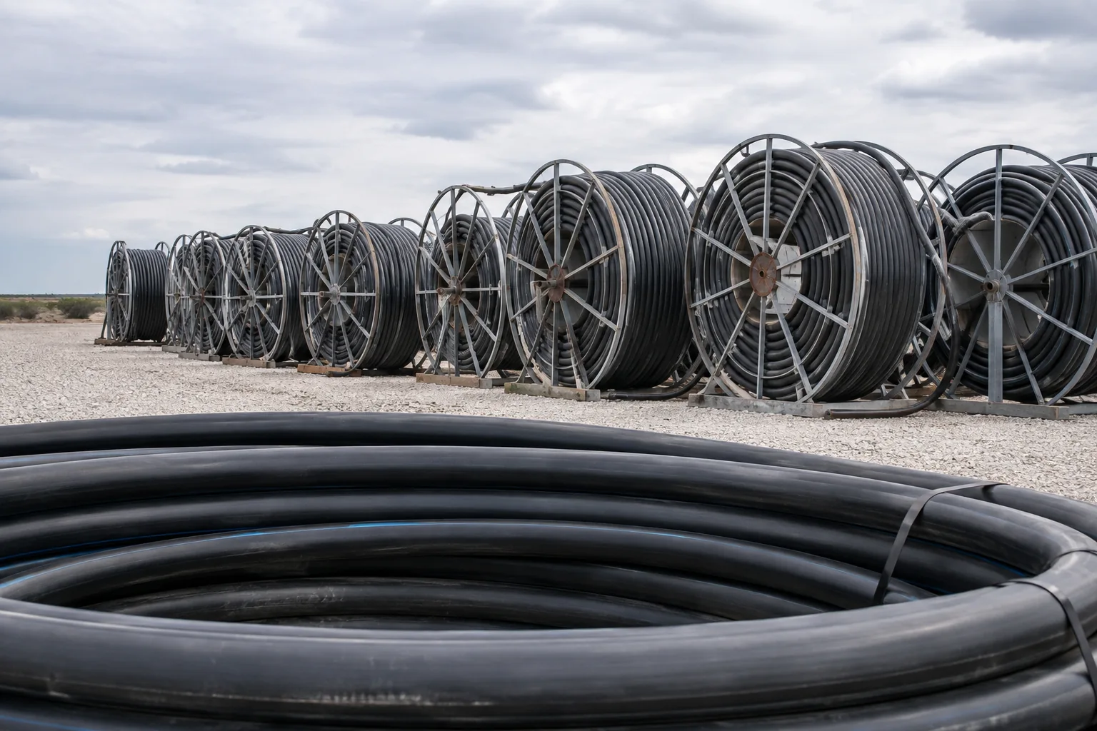 Conceptual view of flexible pipe and industrial reels
